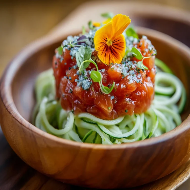 Bright Sweet Chermoula Tuna Tartare Fresh Cucumber Noodles