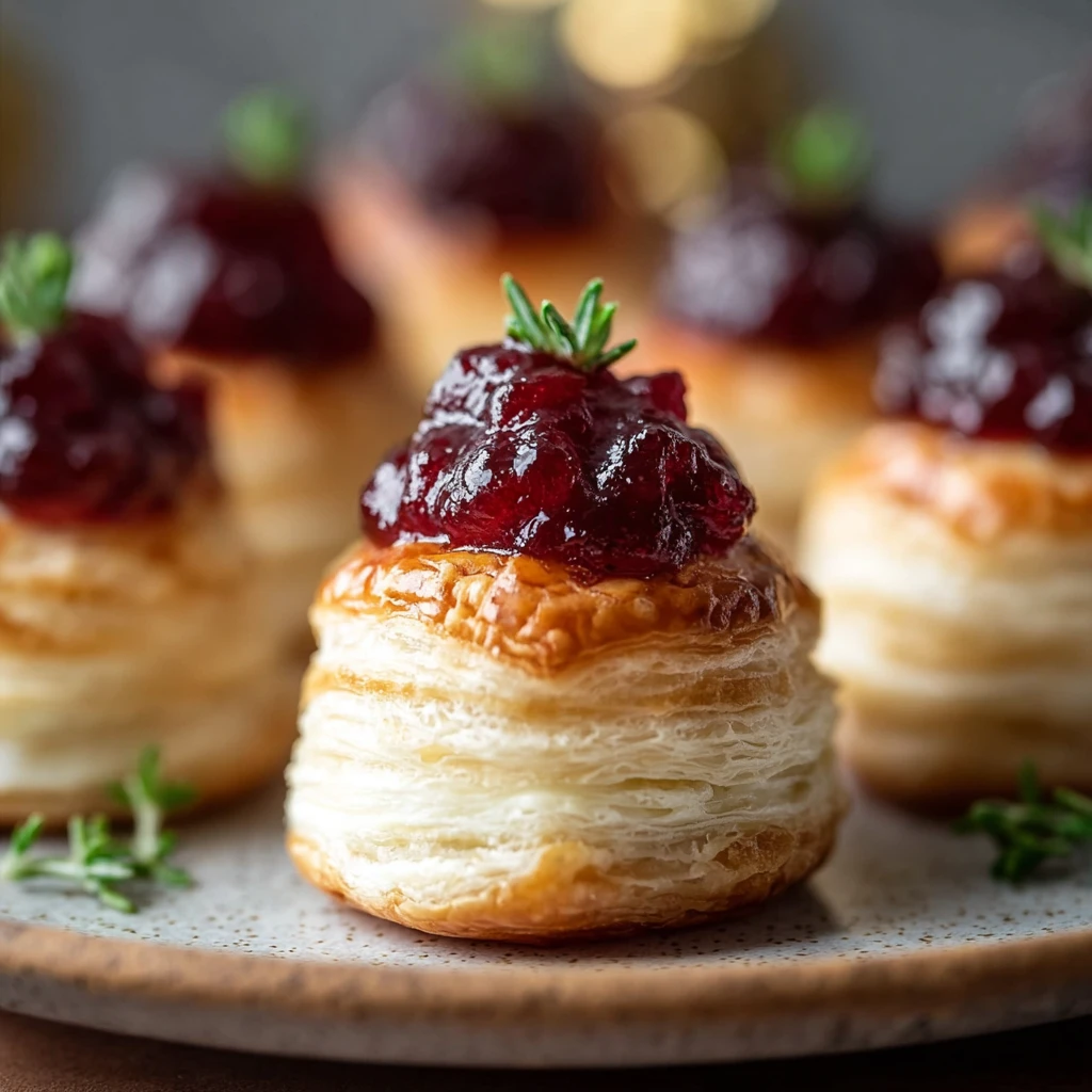 Cranberry Brie Puff Pastry Bites