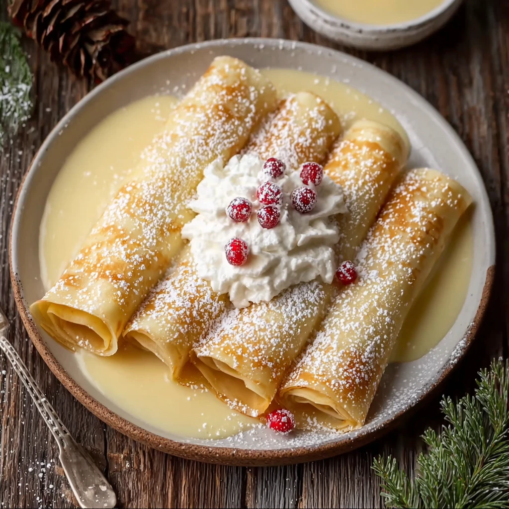 Delicious Eggnog Crepes Heavenly Sauce