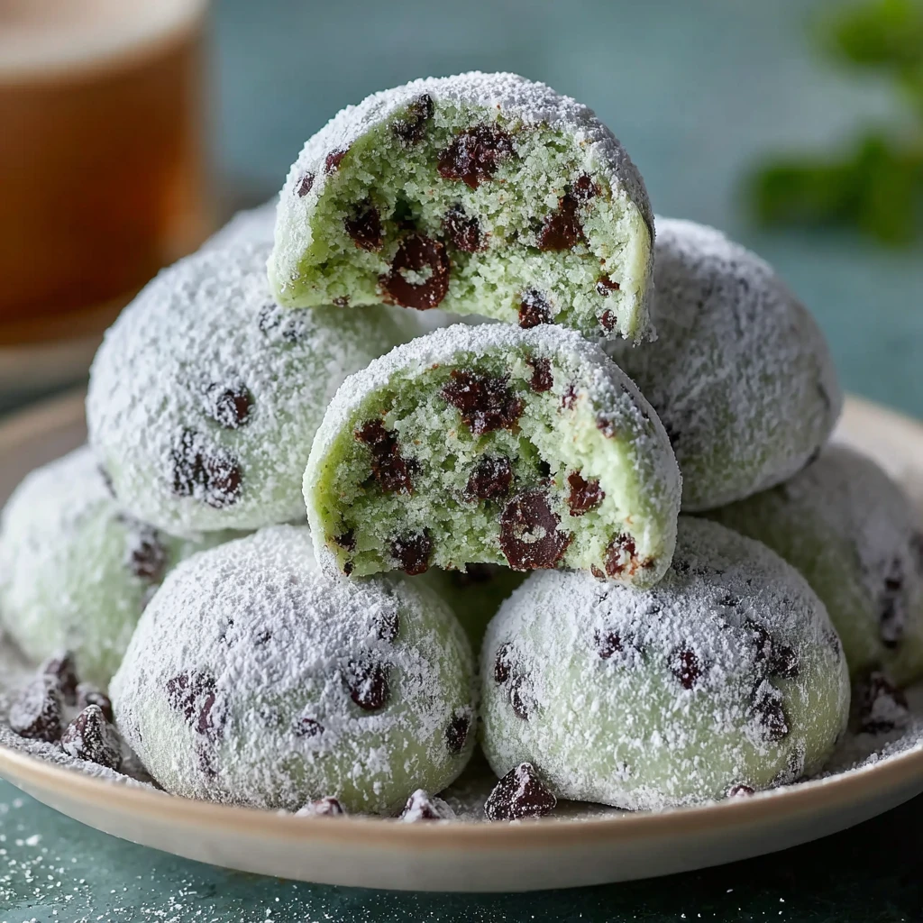 Mint Chocolate Chip Snowball Cookies Recipe