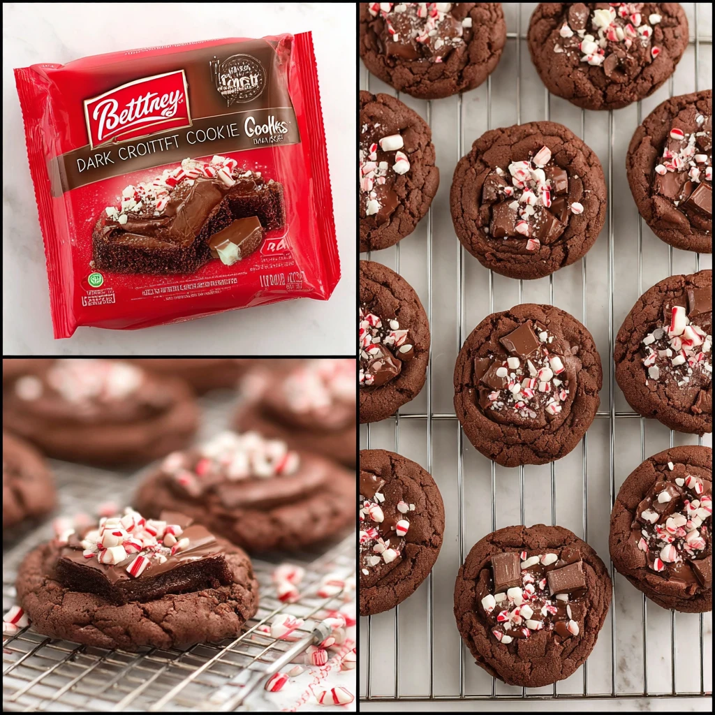 Peppermint Crunch Dark Chocolate Cake Mix Cookies