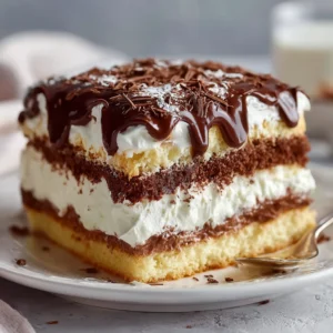 Biscuit Cake with Cream and Chocolate