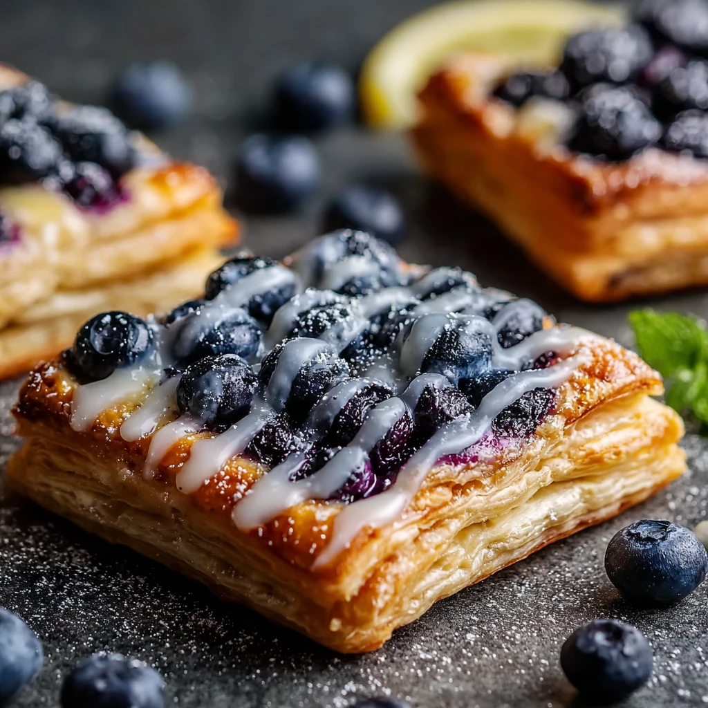 Blueberry Puff Pastry Tarts with Lemon Glaze