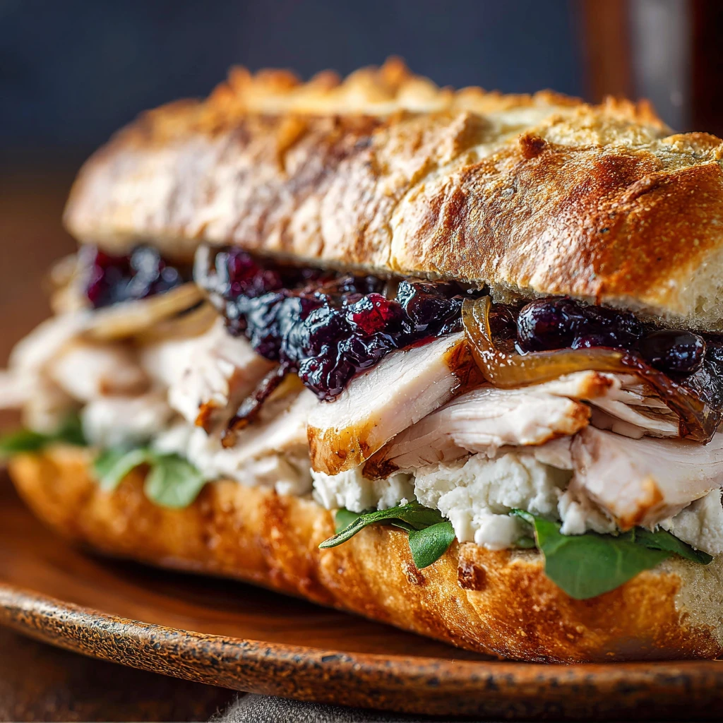 Brie and Turkey Ciabatta with Blueberry Jam and Caramelized Onions: The Ultimate Gourmet Sandwich