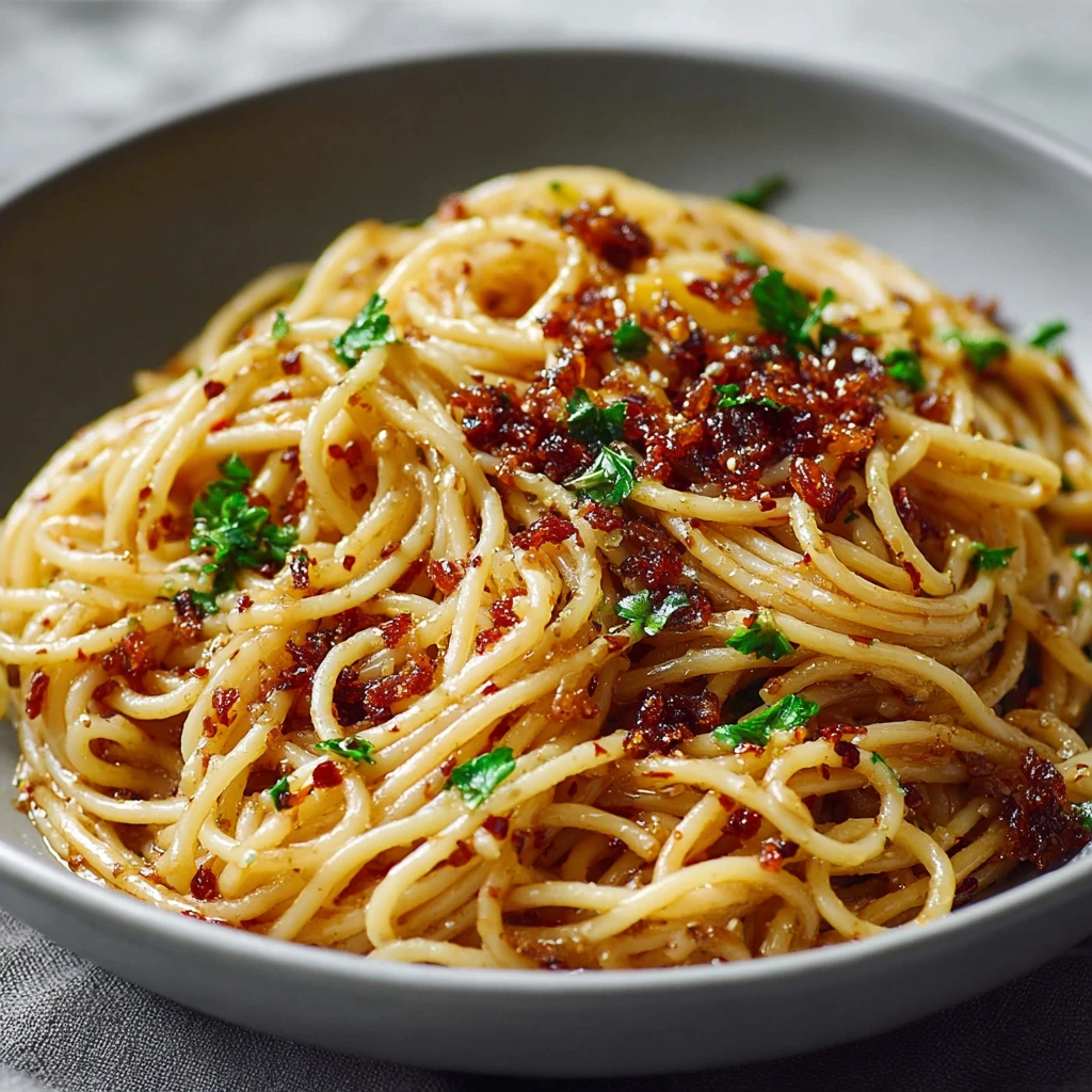 Caramelized Onion Pasta with Chili Oil