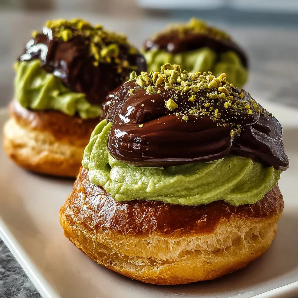 Decadent Pistachio Chocolate Choux Buns for Sweet Indulgence