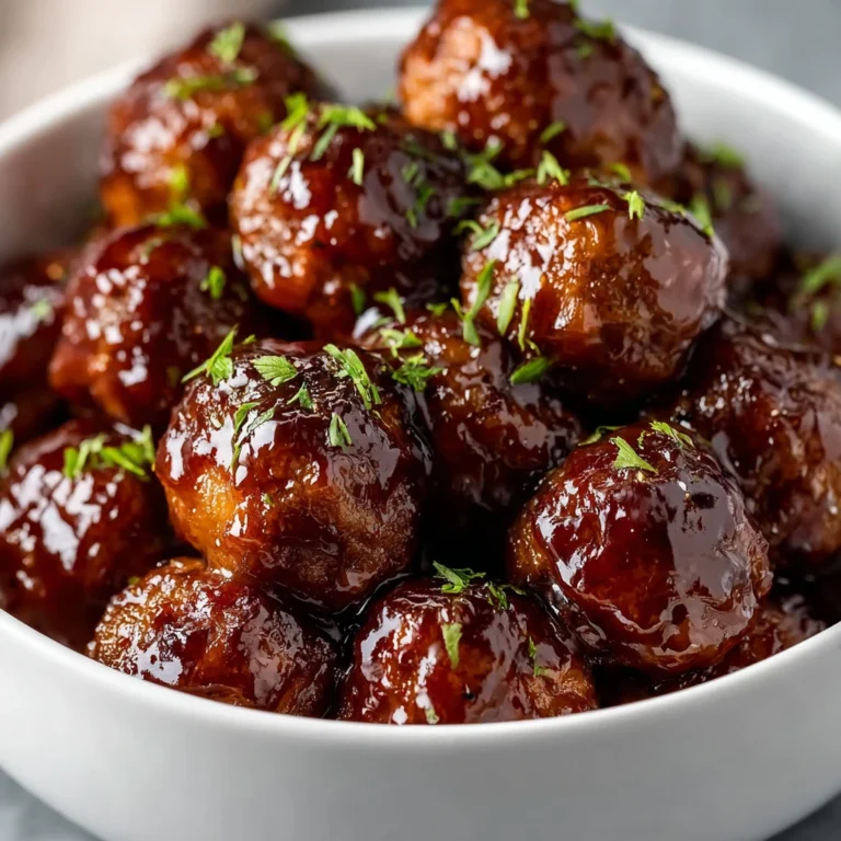 sticky slow cooker honey garlic glazed meatballs in a white bowl over white rice garnished with sesame seeds
