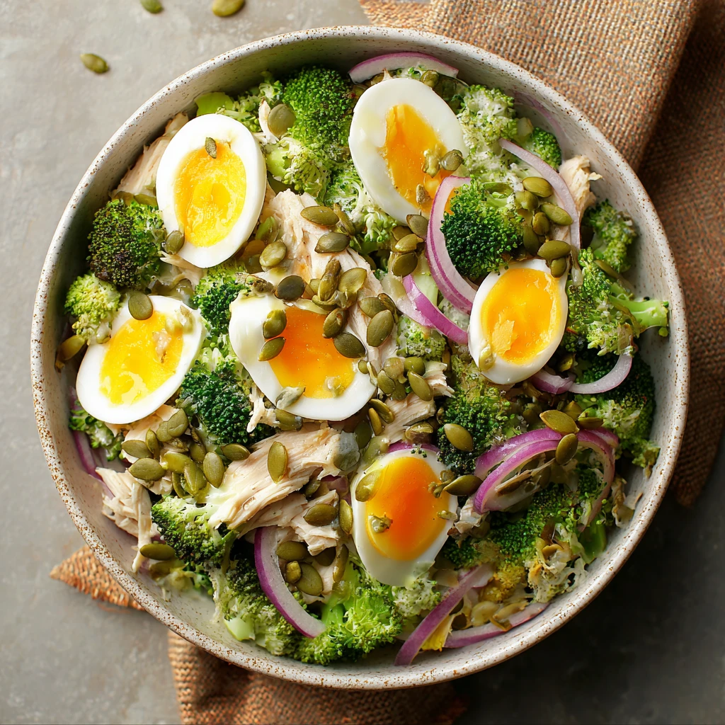 High Protein Broccoli Slice Salad