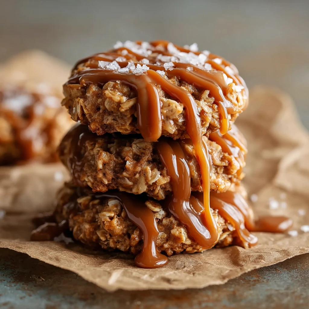 No Bake Salted Caramel Cookies