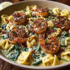One Pot Shrimp and Creamy Garlic Tortellini
