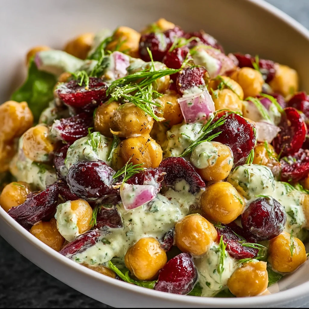Chickpea Cranberry Salad Creamy Feta Dressing