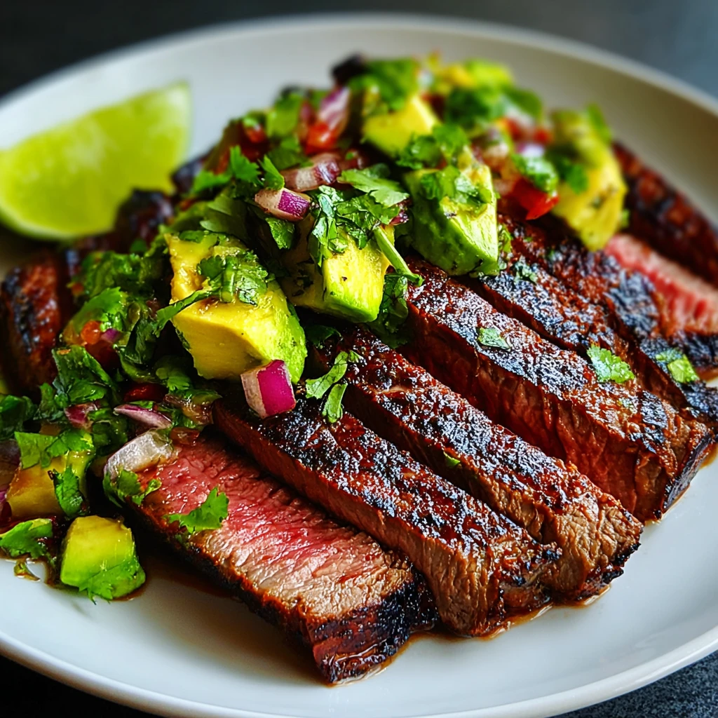Create Chili Lime Flank Steak Avocado Salsa