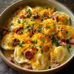 Crockpot Pierogi Casserole with Kielbasa