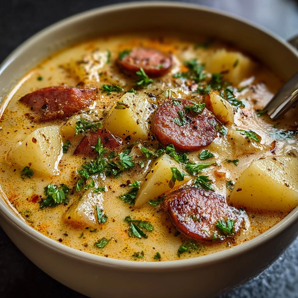 Experience Creamy Cajun Potato Soup Andouille Sausage
