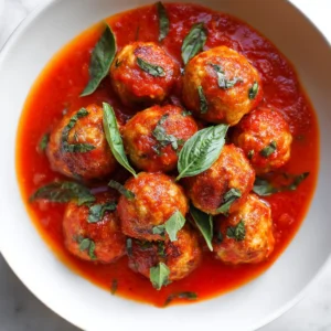 Healthier Chicken Meatballs in Marinara Sauce