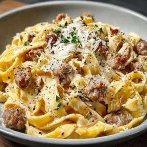 Creamy Italian Sausage Fettuccine