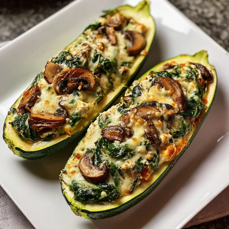 creamy ricotta stuffed zucchini boats baked golden in a baking dish