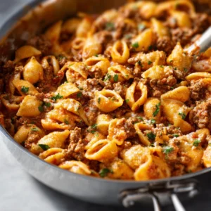 One-Pot Creamy Beef and Shells