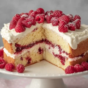 Raspberry Cream Layer Cake – Light Vanilla Berry Cake