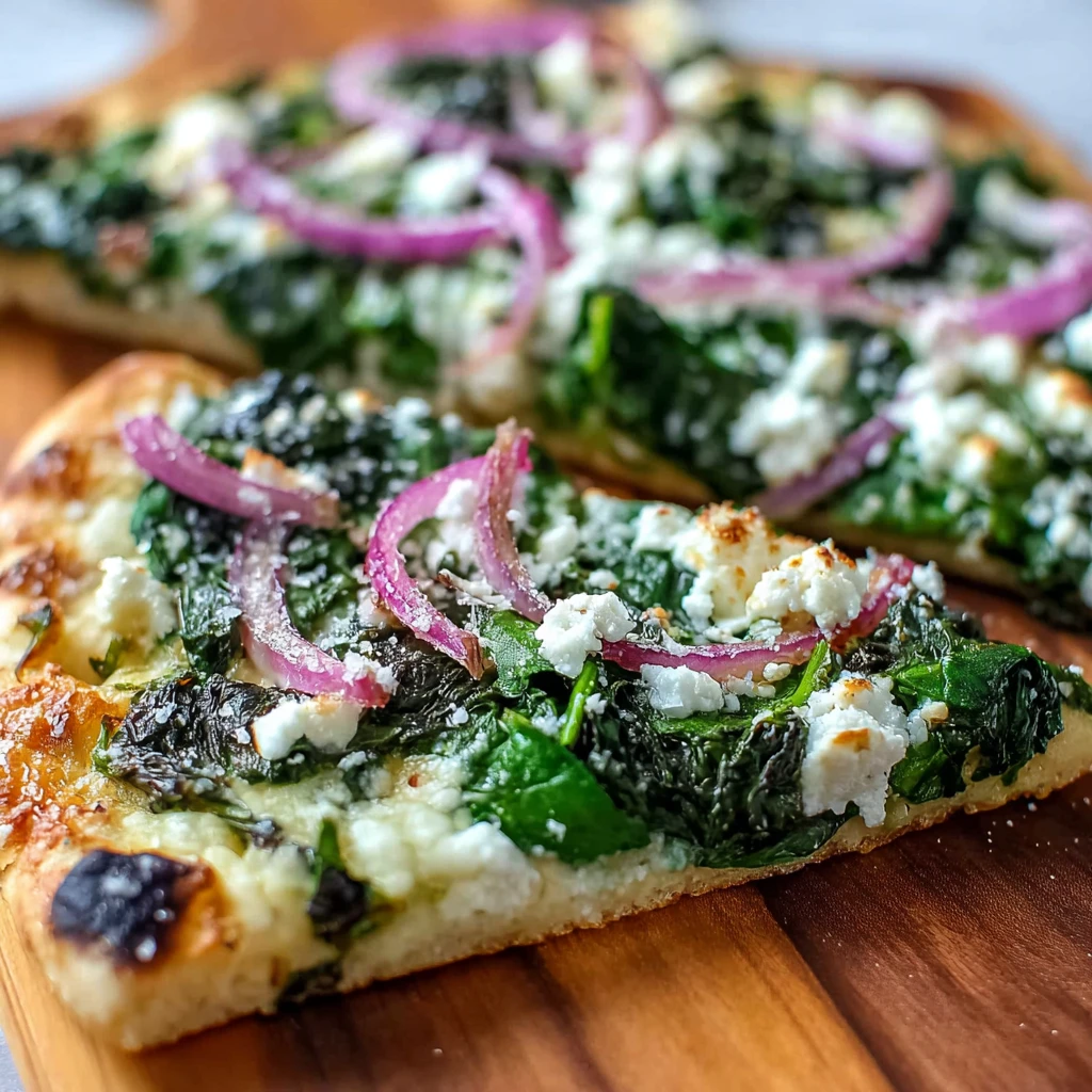 Spinach Feta Flatbread Pizza
