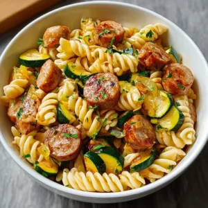 Chicken Sausage with Zucchini and Pasta