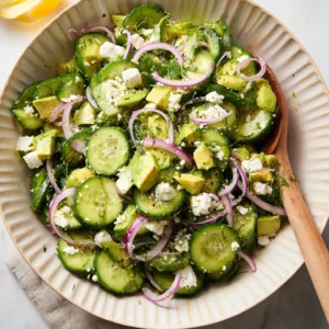 15-Minute Avocado Cucumber Salad with Feta