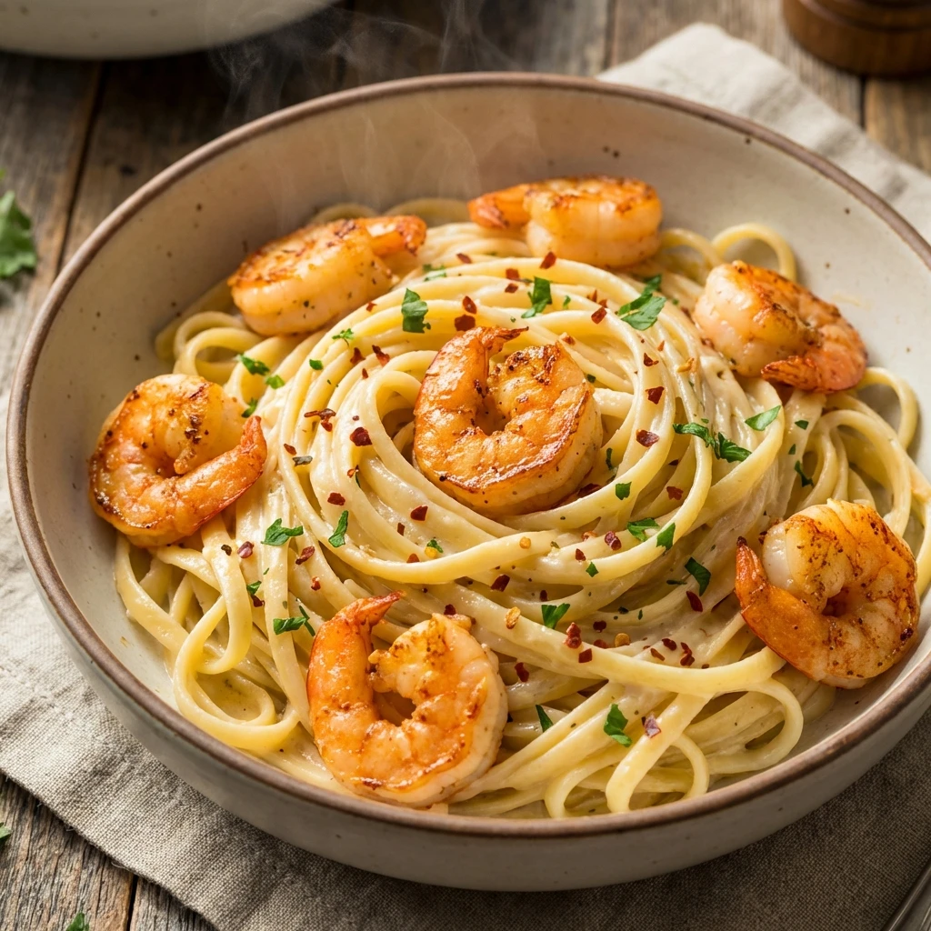 Creamy Tuscan Garlic Butter Shrimp Pasta 30min