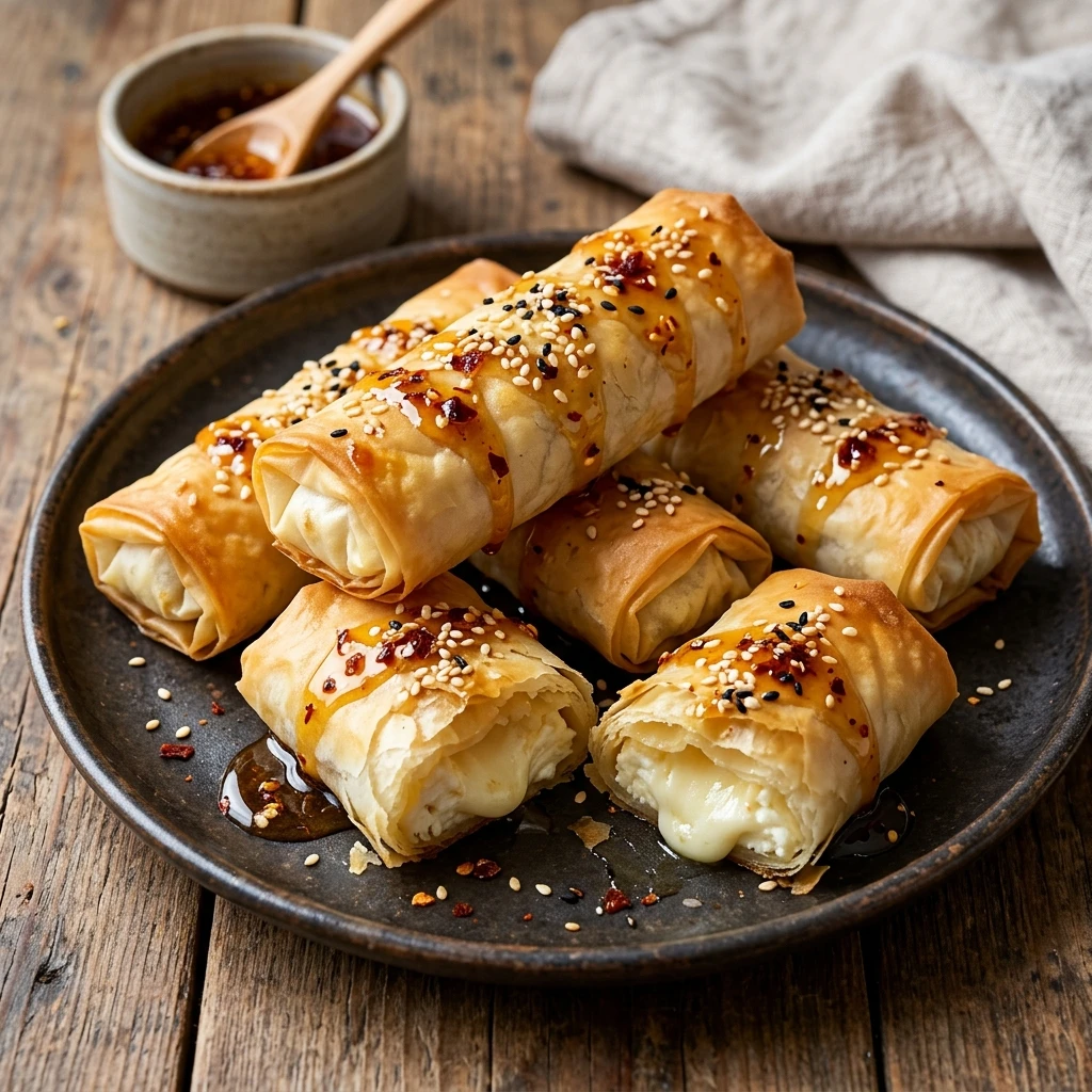 Create Irresistible Oven Fried Feta Rolls with Chili Honey