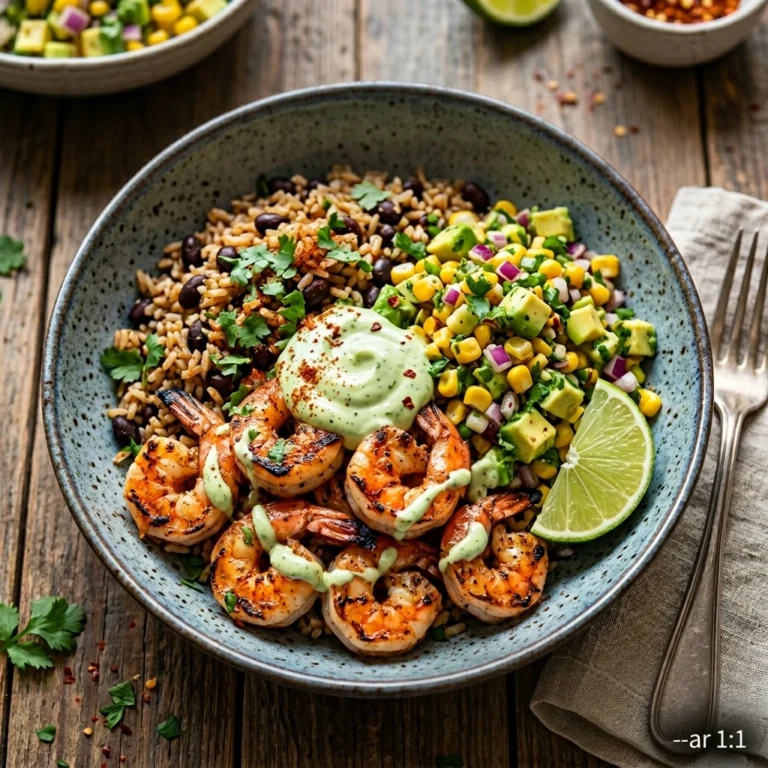 Create Grilled Shrimp Bowl Avocado Corn Salsa