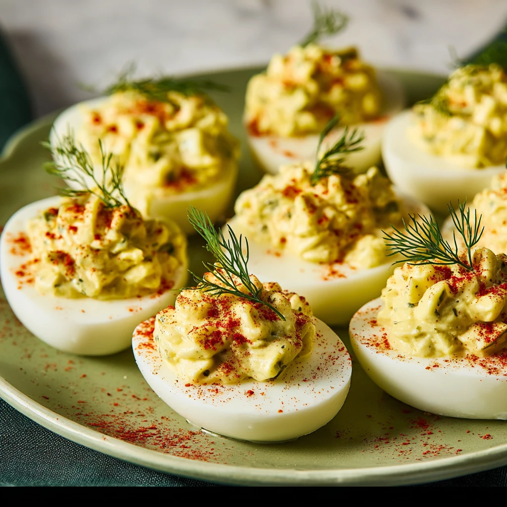 Easy Dill Pickle Deviled Eggs