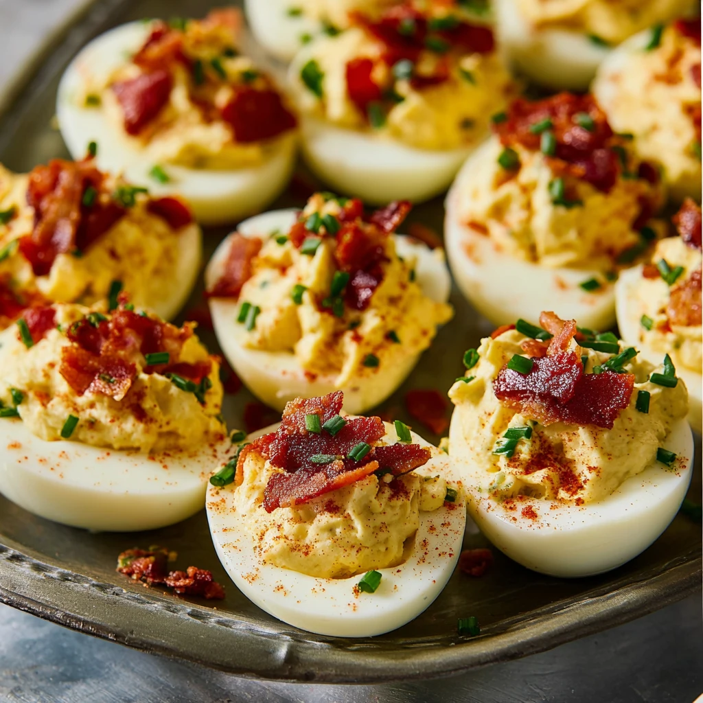 Loaded Deviled Eggs with Bacon