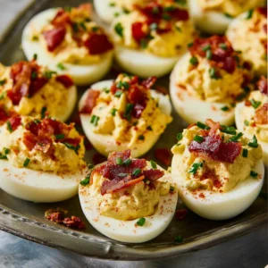 Loaded Deviled Eggs with Bacon