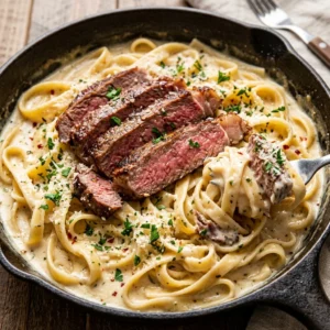 One Pan Pepper Jack Steak Alfredo Recipe