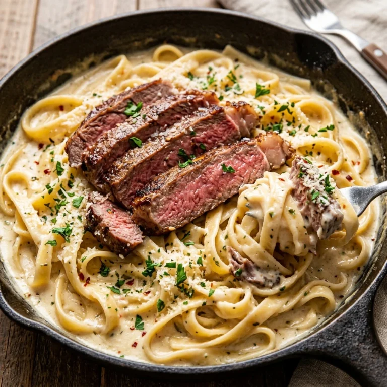 One Pan Pepper Jack Steak Alfredo recipe image