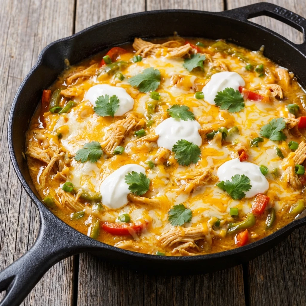 Whip One Pot Low Carb Chicken Enchilada Skillet