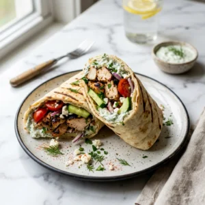 Enjoy Flavorful Greek Chicken Wraps for a Quick Meal!
