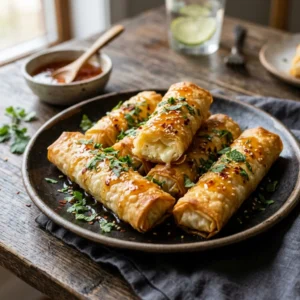 Oven-Fried Feta Rolls with Sweet Chili Honey