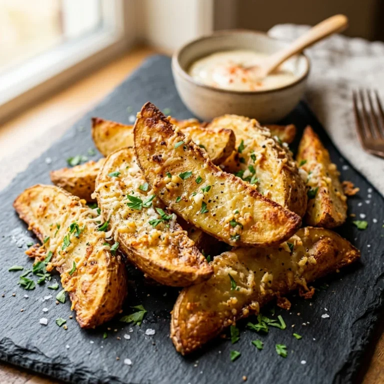Air fryer crispy garlic parmesan potato wedges